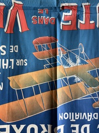 An exceptional poster promoting the (fatal) parachute jump of Lucienne 'Cayat de Castella' Blaise, Courbet &amp; Cie, (1914)