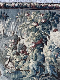 An impressive Flemish wall tapestry with ornamental birds in a paradisiacal castle garden, Oudenaarde or Brussels, 17th C.