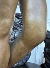 Dominique Van Den Bossche (1854-1906): Danseuse nue aux castagnettes, terre cuite patin&eacute;e, Gand, dat&eacute; 1893