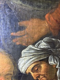 Flemish school: The adoration of the shepherds, oil on canvas, 17th C.