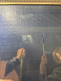 Flemish school: The adoration of the shepherds, oil on canvas, 17th C.