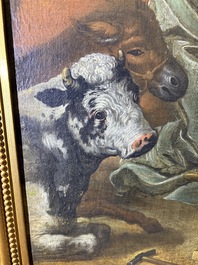 Flemish school: The adoration of the shepherds, oil on canvas, 17th C.