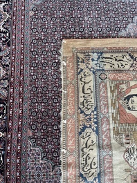 A Persian Kashan (Keshan) Mohtashem rug with Shirin and Khosrow, wool on cotton, late 19th C.