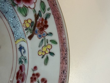 Eleven Chinese Imari style and famille rose plates with floral design, Yongzheng/Qianlong