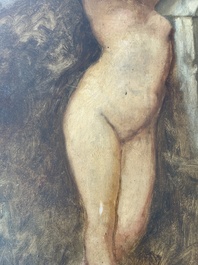 Louis Joseph Lebrun (1844&ndash;1900): Nymph glorifying the god Pan, oil on panel