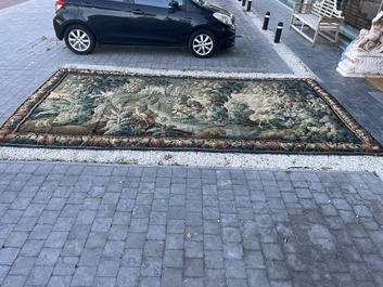 An impressive Flemish wall tapestry with ornamental birds in a paradisiacal castle garden, Oudenaarde or Brussels, 17th C.