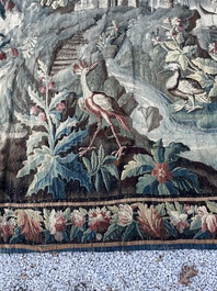 An impressive Flemish wall tapestry with ornamental birds in a paradisiacal castle garden, Oudenaarde or Brussels, 17th C.