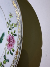 Eleven Chinese Imari style and famille rose plates with floral design, Yongzheng/Qianlong