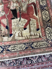 A Persian Kashan (Keshan) Mohtashem rug with Shirin and Khosrow, wool on cotton, late 19th C.