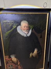 Flemish school: Portrait of presumably Jan de Ravel at the age of 83, oil on canvas marouflated on board, dated 1628, 17th C.