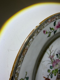 Eleven Chinese Imari style and famille rose plates with floral design, Yongzheng/Qianlong