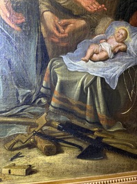 Flemish school: The adoration of the shepherds, oil on canvas, 17th C.