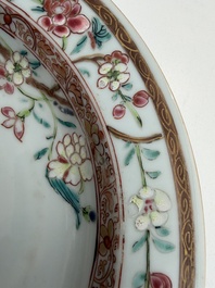 Eleven Chinese Imari style and famille rose plates with floral design, Yongzheng/Qianlong
