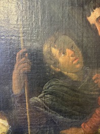 Flemish school: The adoration of the shepherds, oil on canvas, 17th C.