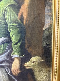 Flemish school: The adoration of the shepherds, oil on canvas, 17th C.