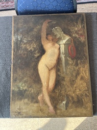 Louis Joseph Lebrun (1844&ndash;1900): Nymph glorifying the god Pan, oil on panel