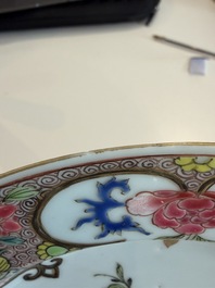 Eleven Chinese Imari style and famille rose plates with floral design, Yongzheng/Qianlong