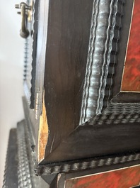 An ebonized wooden and tortoiseshell-veneered Antwerp cabinet on stand, 17th C. and later