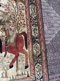 A Persian Kashan (Keshan) Mohtashem rug with Shirin and Khosrow, wool on cotton, late 19th C.