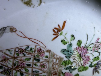 Eleven Chinese Imari style and famille rose plates with floral design, Yongzheng/Qianlong