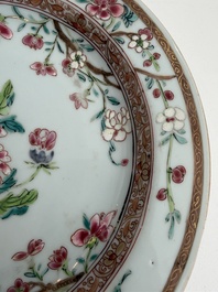 Eleven Chinese Imari style and famille rose plates with floral design, Yongzheng/Qianlong