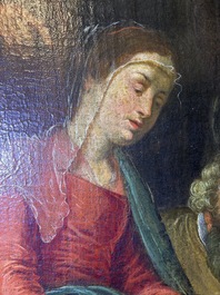 Flemish school: The adoration of the shepherds, oil on canvas, 17th C.