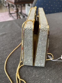 Judith Leiber (1921-2018): Pochette de soir&eacute;e orn&eacute;e de cristaux Swarovski &agrave; d&eacute;cor d'&eacute;l&eacute;phants, vers 2000