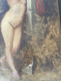Louis Joseph Lebrun (1844&ndash;1900): Nymph glorifying the god Pan, oil on panel
