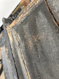 An ebonized wooden and tortoiseshell-veneered Antwerp cabinet on stand, 17th C. and later