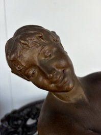 Dominique Van Den Bossche (1854-1906): Danseuse nue aux castagnettes, terre cuite patin&eacute;e, Gand, dat&eacute; 1893