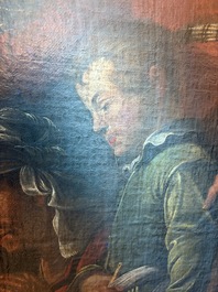 Flemish school: The adoration of the shepherds, oil on canvas, 17th C.