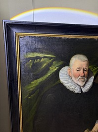 Flemish school: Portrait of presumably Jan de Ravel at the age of 83, oil on canvas marouflated on board, dated 1628, 17th C.