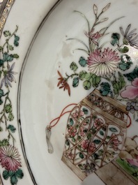 Eleven Chinese Imari style and famille rose plates with floral design, Yongzheng/Qianlong