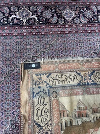 A Persian Kashan (Keshan) Mohtashem rug with Shirin and Khosrow, wool on cotton, late 19th C.