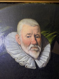 Flemish school: Portrait of presumably Jan de Ravel at the age of 83, oil on canvas marouflated on board, dated 1628, 17th C.