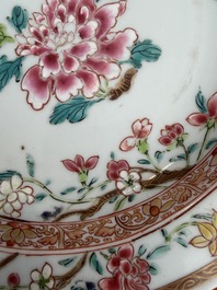 Eleven Chinese Imari style and famille rose plates with floral design, Yongzheng/Qianlong