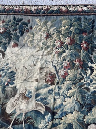 An impressive Flemish wall tapestry with ornamental birds in a paradisiacal castle garden, Oudenaarde or Brussels, 17th C.
