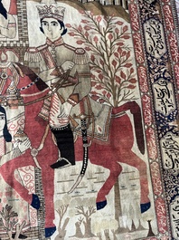A Persian Kashan (Keshan) Mohtashem rug with Shirin and Khosrow, wool on cotton, late 19th C.