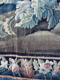 An impressive Flemish wall tapestry with ornamental birds in a paradisiacal castle garden, Oudenaarde or Brussels, 17th C.