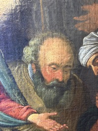 Flemish school: The adoration of the shepherds, oil on canvas, 17th C.