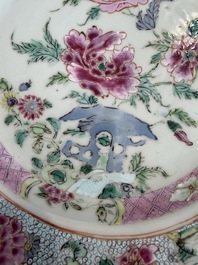 Eleven Chinese Imari style and famille rose plates with floral design, Yongzheng/Qianlong
