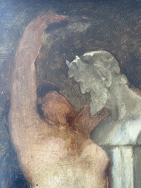 Louis Joseph Lebrun (1844&ndash;1900): Nymph glorifying the god Pan, oil on panel