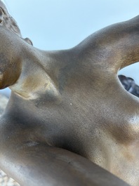 Dominique Van Den Bossche (1854-1906): Danseuse nue aux castagnettes, terre cuite patin&eacute;e, Gand, dat&eacute; 1893
