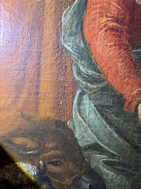 Flemish school: The adoration of the shepherds, oil on canvas, 17th C.