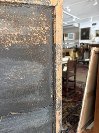 An ebonized wooden and tortoiseshell-veneered Antwerp cabinet on stand, 17th C. and later