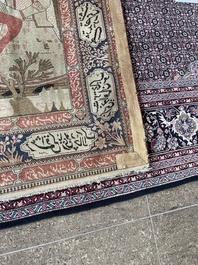 A Persian Kashan (Keshan) Mohtashem rug with Shirin and Khosrow, wool on cotton, late 19th C.