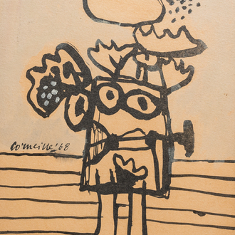 Guillaume Corneille van Beverloo (Corneille, 1922-2010): Abstract composition with a woman, Indian ink on paper, dated 1968