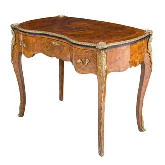A French marquetry bureau with gilt bronze mounts, 19th C.