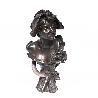 Georges Van der Straeten (1856-1928): Allégorie de l'été, bronze à patine brune