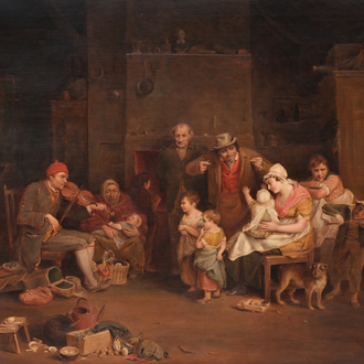 École anglaise, suiveur de David Wilkie (1785-1841): 'The blind fiddler, huile sur toile, 19ème/20ème siècle